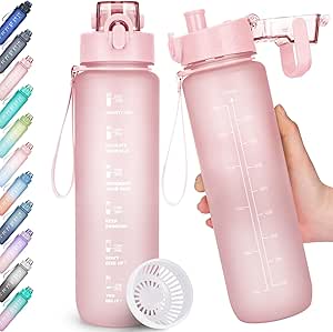 Trinkflasche 1L BPA-frei mit Zeitmarkierung