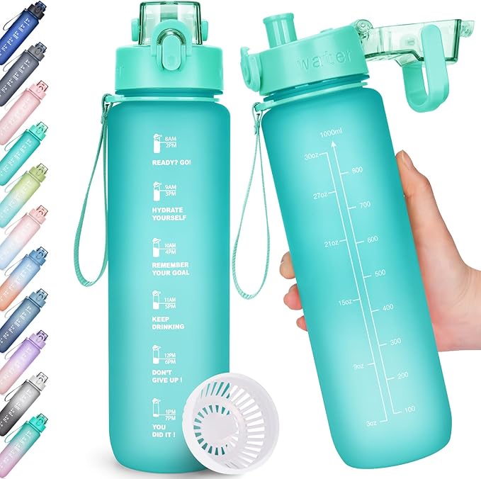 Trinkflasche 1L BPA-frei mit Zeitmarkierung