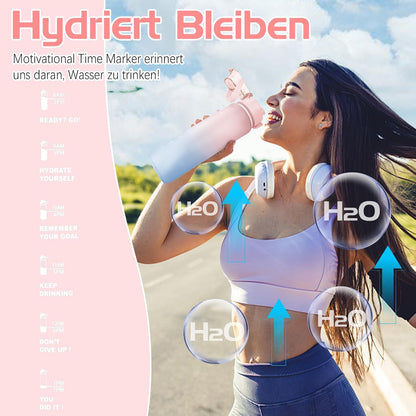 Trinkflasche 1L BPA-frei mit Zeitmarkierung