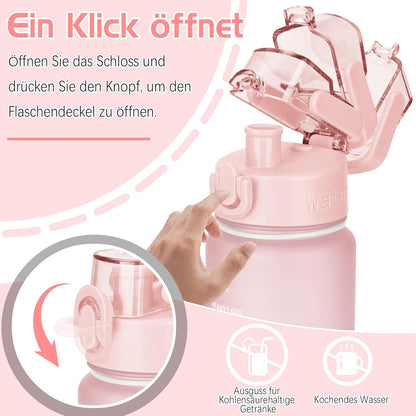Trinkflasche 1L BPA-frei mit Zeitmarkierung