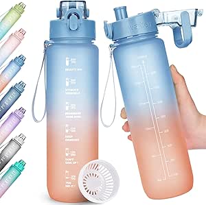 Trinkflasche 1L BPA-frei mit Zeitmarkierung