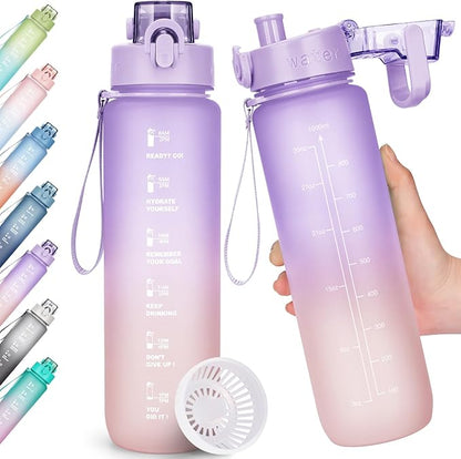 Trinkflasche 1L BPA-frei mit Zeitmarkierung