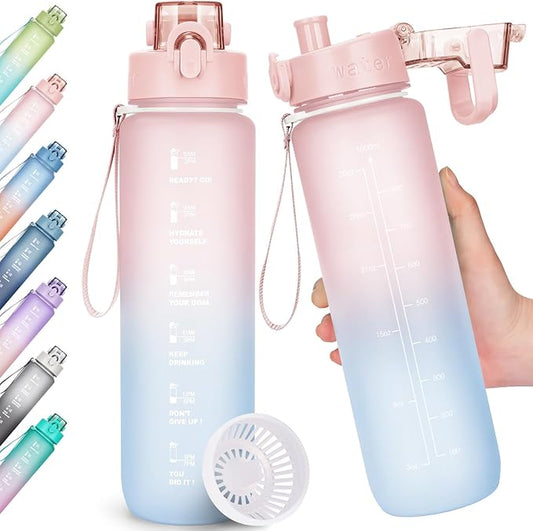 Trinkflasche 1L BPA-frei mit Zeitmarkierung