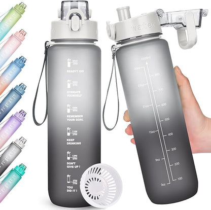 Trinkflasche 1L BPA-frei mit Zeitmarkierung